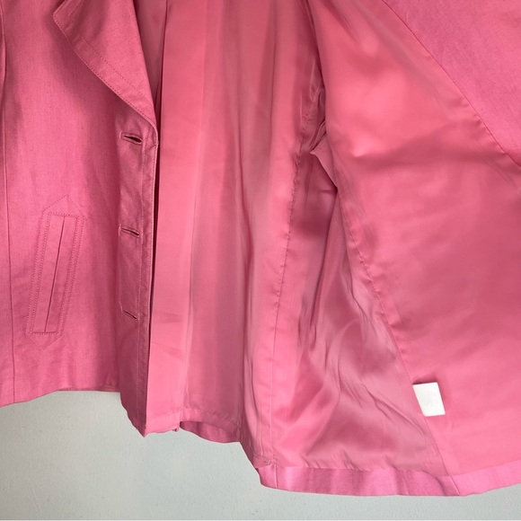 Talbots Linen Blend Blazer Barbie Pink Trapeze Style Women’s Size 14 3/4 Sleeve - Picture 13 of 14